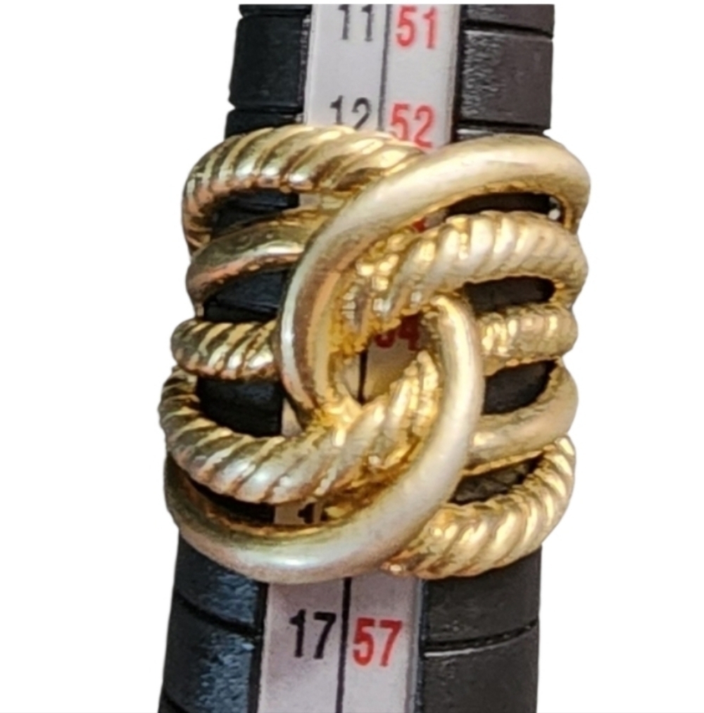 Gold Tone Rope Textured Statement Ring